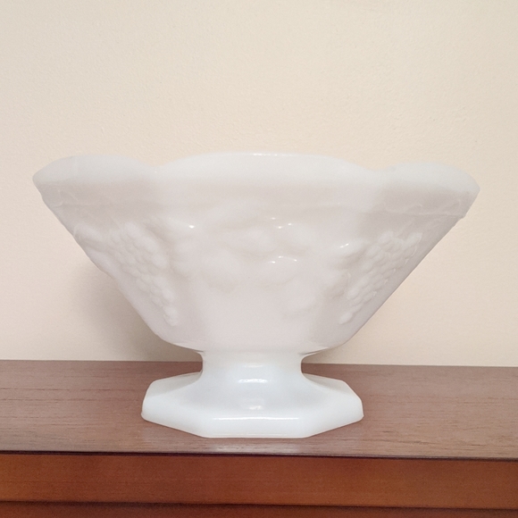 Vintage Accents Vintage Milk Glass Fruit Print Pedestal Bowl Poshmark
